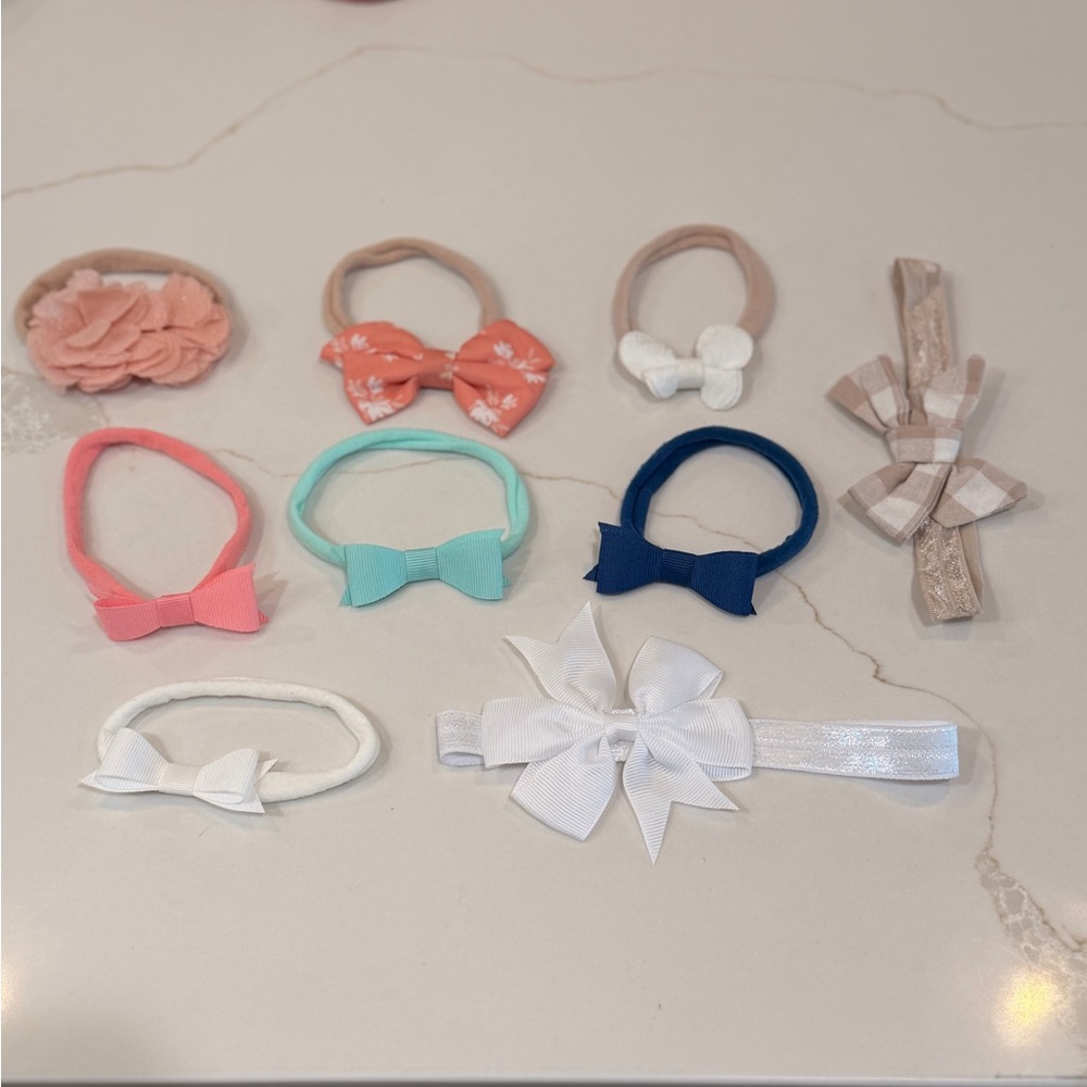 Set of 9 Colorful Baby Headbands